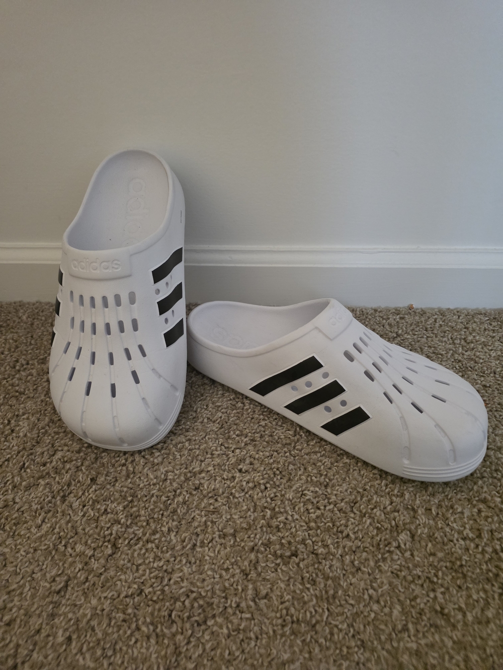 Adidas Slip-On Clogs Mules (White/Black)